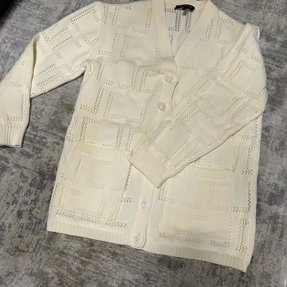 Classic Cream Knit Cardigan Sweater